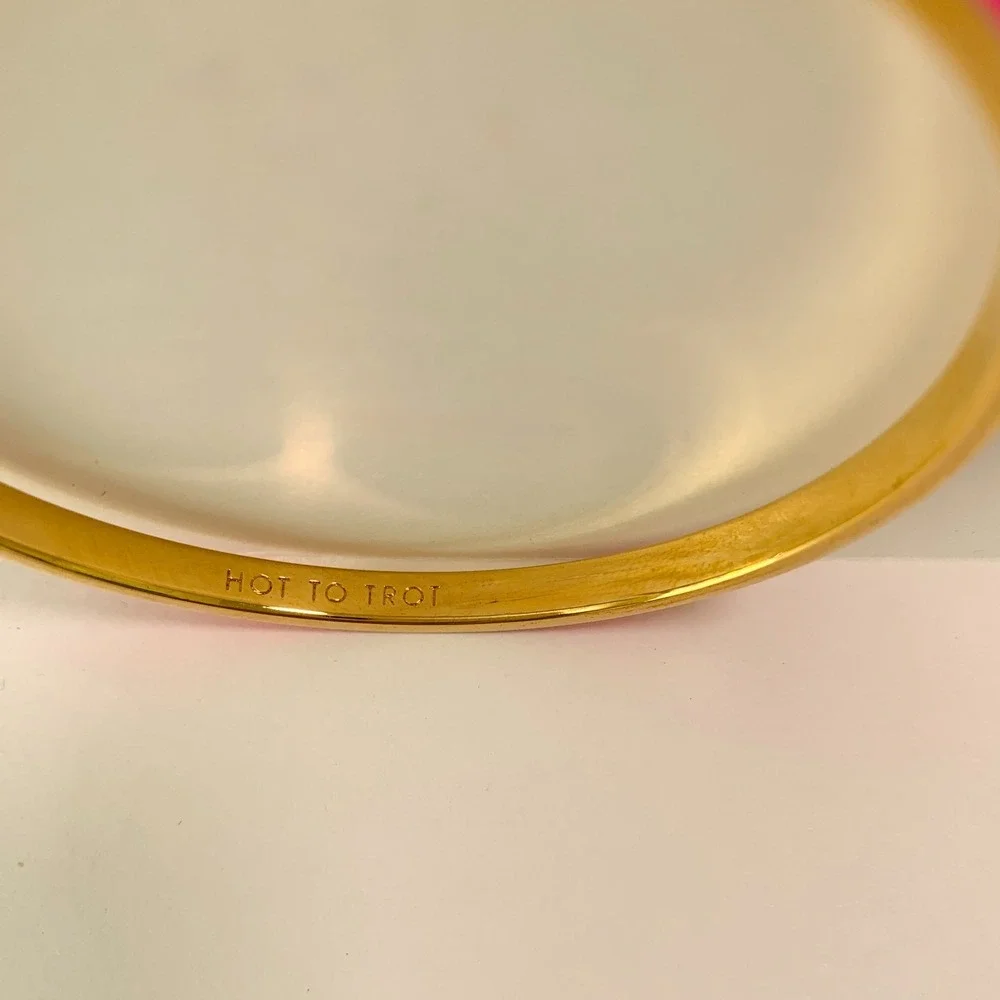 Kate Spade "Hot to Trot" Pink Gold Skinny‎ Bangle Bracelet Idiom - Picture 10 of 13